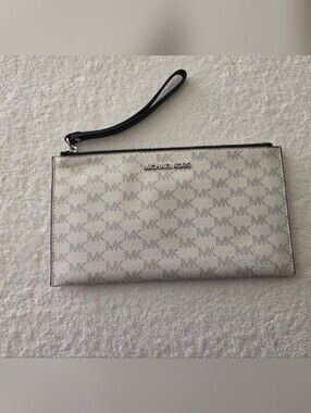 Michael Kors Silver Logo Wristlet Clutch